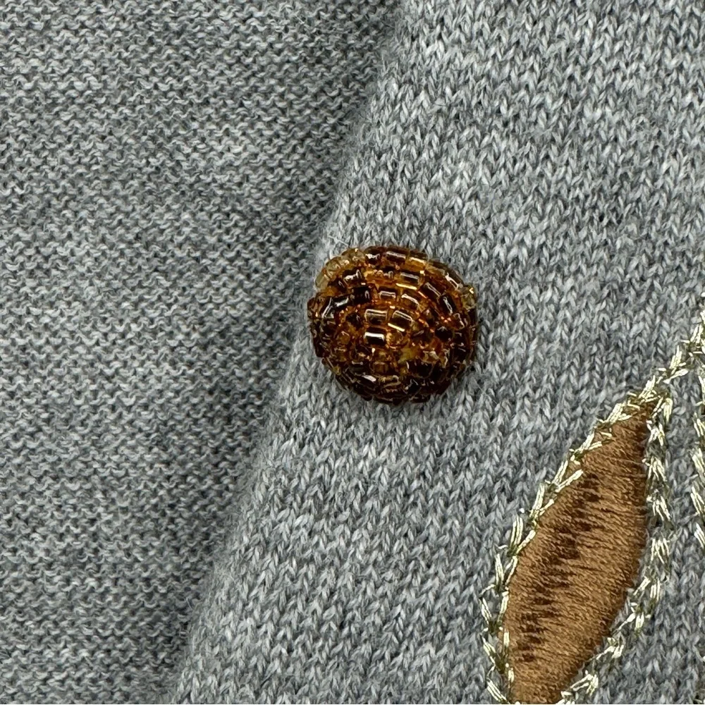 SUNDANCE Afterlight Gray Embroidered Cardigan Merino Wool Cotton Embellished SM - Picture 7 of 16